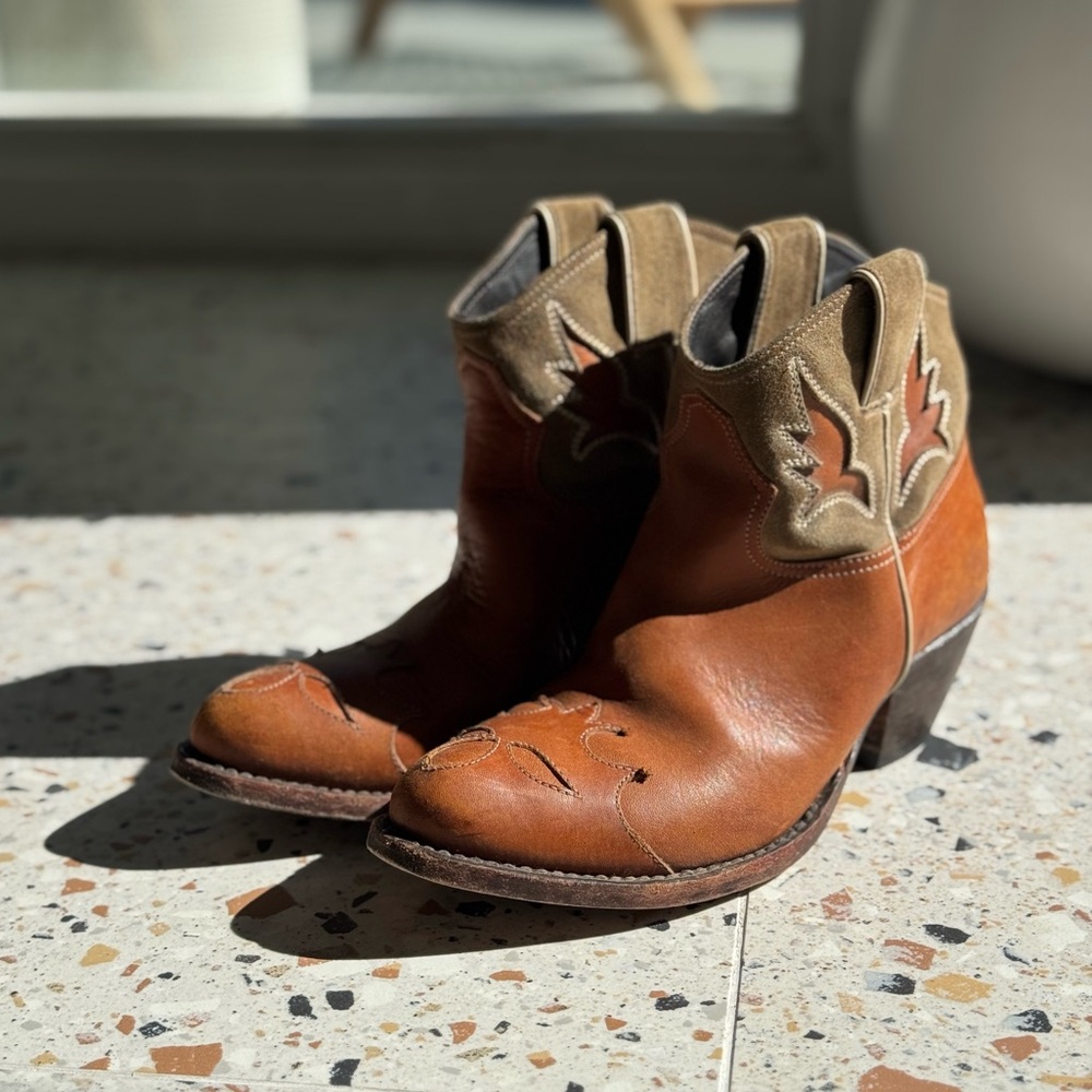 Golden Goose Tan and Brown Ankle Boots